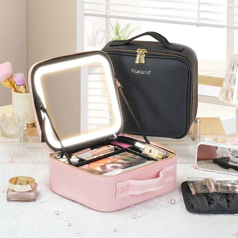 Maletín de Maquillaje Portátil con Espejo